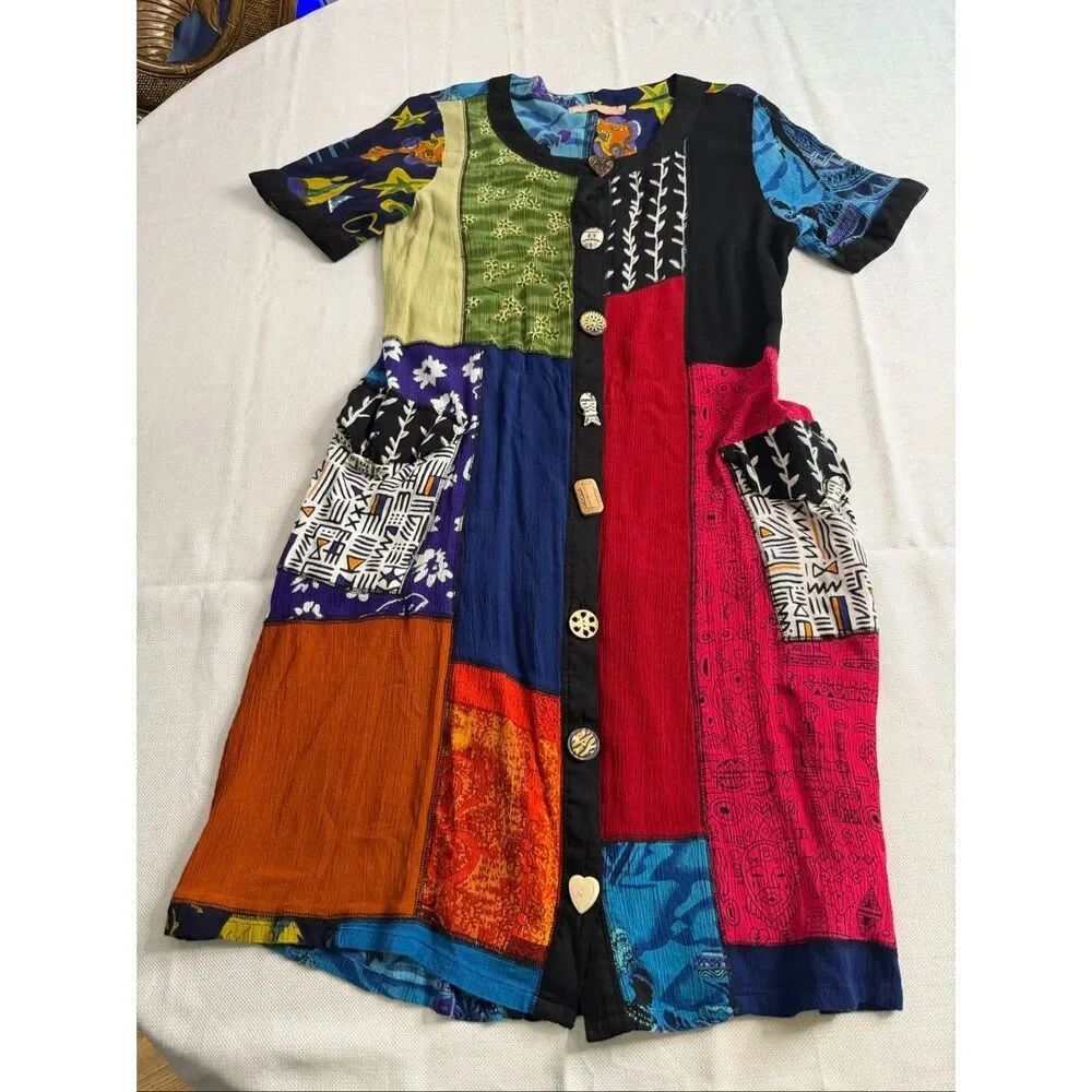La Cera Women’s Hippie Boho Artsy Chic Dress Size Medium